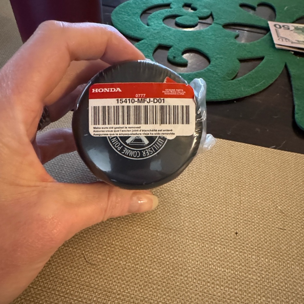 Honda Black Oil Filter Cap - Genuine Honda Part 15410-MFJ-D01